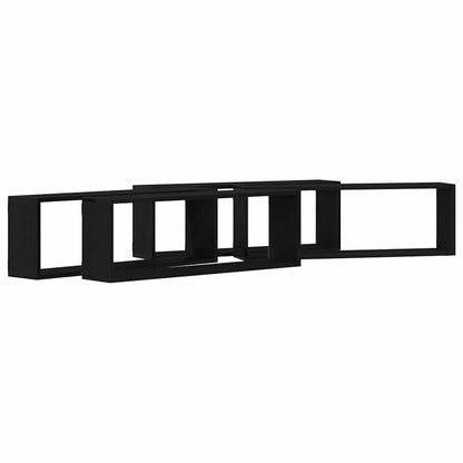 Scaffali da parete 4 pcs Rovere Nero 80 x 15 x 26 cm | homemem39
