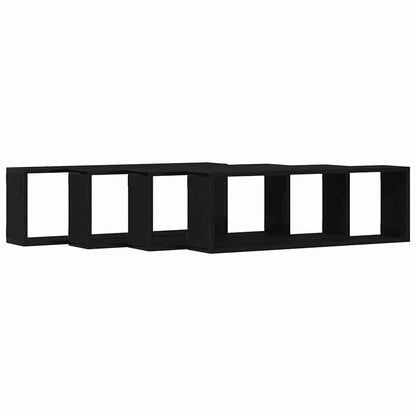 Scaffali da parete 4 pcs Rovere Nero 80 x 15 x 26 cm | homemem39