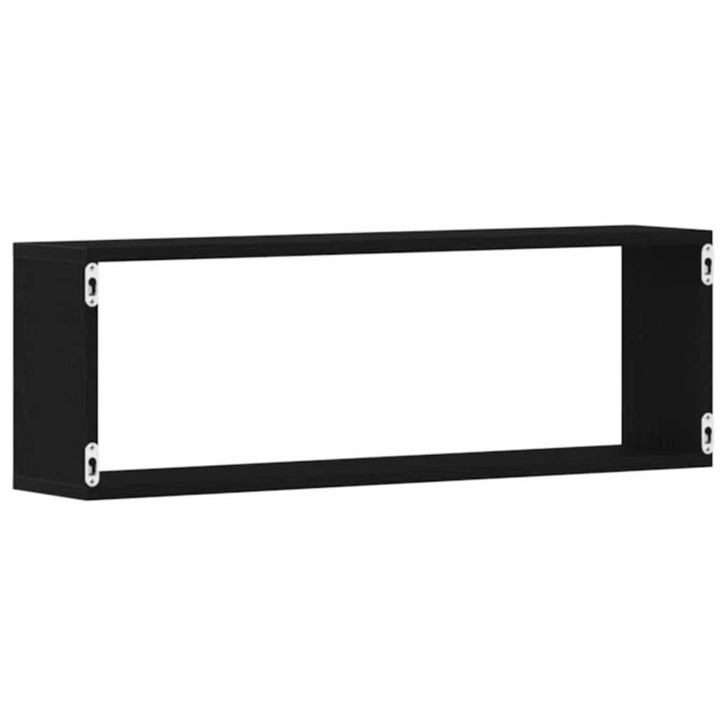 Scaffali da parete 4 pcs Rovere Nero 80 x 15 x 26 cm | homemem39