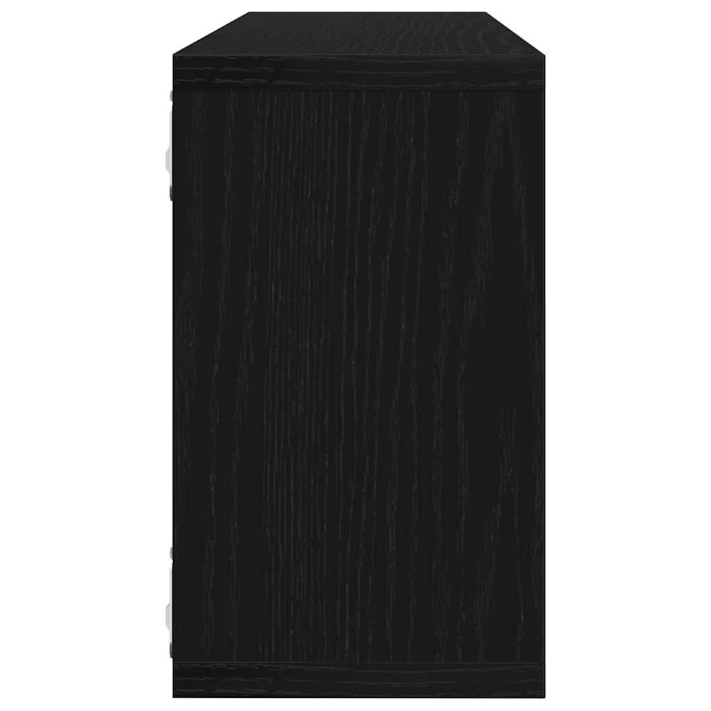 Scaffali da parete 4 pcs Rovere Nero 80 x 15 x 26 cm | homemem39