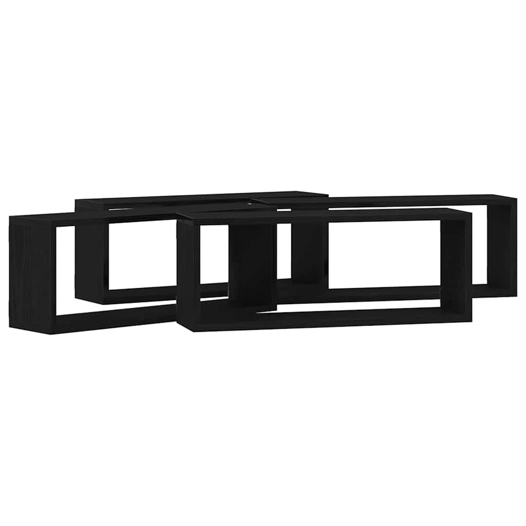 Scaffali da parete 4 pcs Rovere Nero 60 x 15 x 23 cm | homemem39