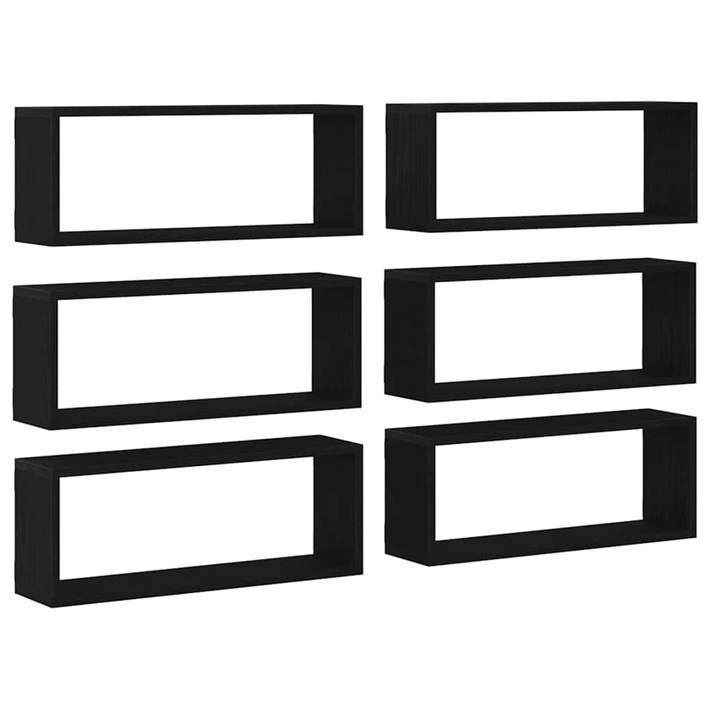 Scaffali da parete 6 pcs Rovere Nero 60 x 15 x 23 cm | homemem39
