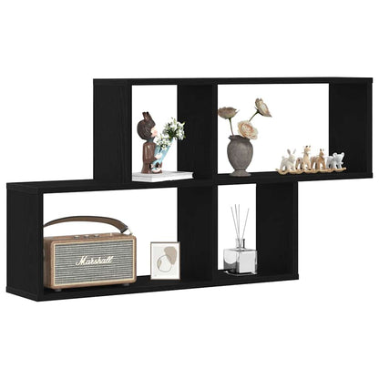 Scaffale da parete con lo scaffale Rovere Nero 76 x 15 x 53 cm