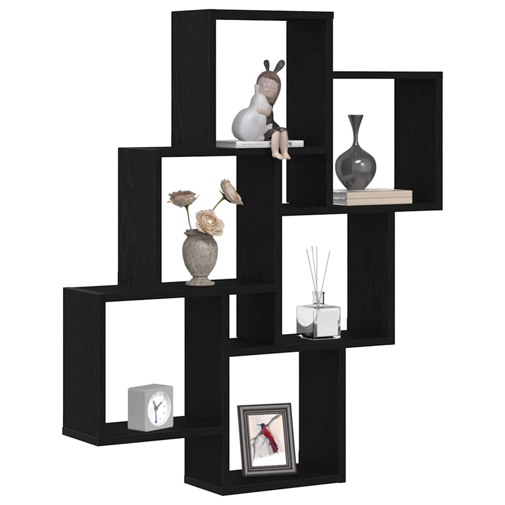 Scaffale da parete con lo scaffale Rovere Nero 78 x 15 x 92 cm