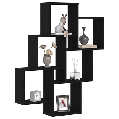 Scaffale da parete con lo scaffale Rovere Nero 78 x 15 x 92 cm