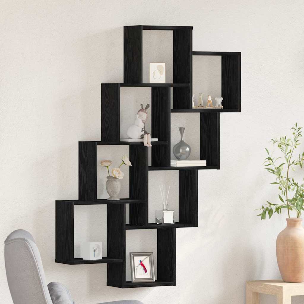 Scaffale da parete Rovere Nero 90 x 15 x 119,5 cm