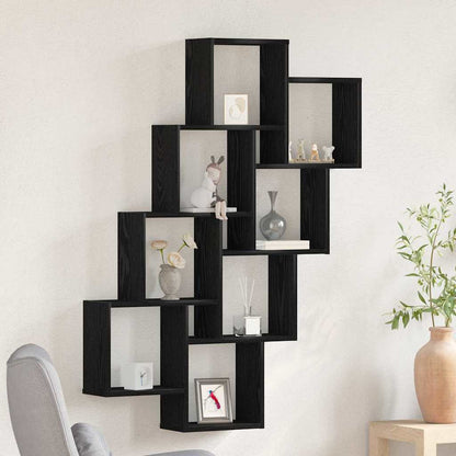 Scaffale da parete Rovere Nero 90 x 15 x 119,5 cm