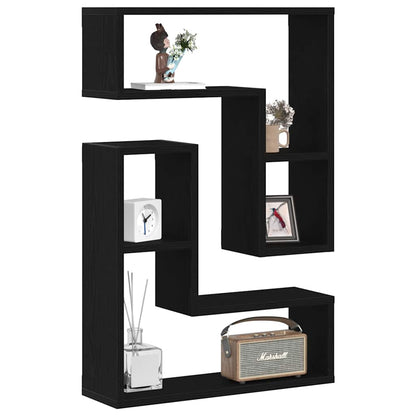 Scaffali da parete 2 pcs Rovere nero 50 x 15 x 85 cm