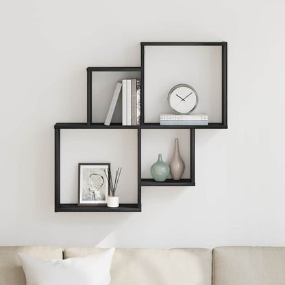 Scaffale da parete Rovere Nero 80 x 15 x 78,5 cm