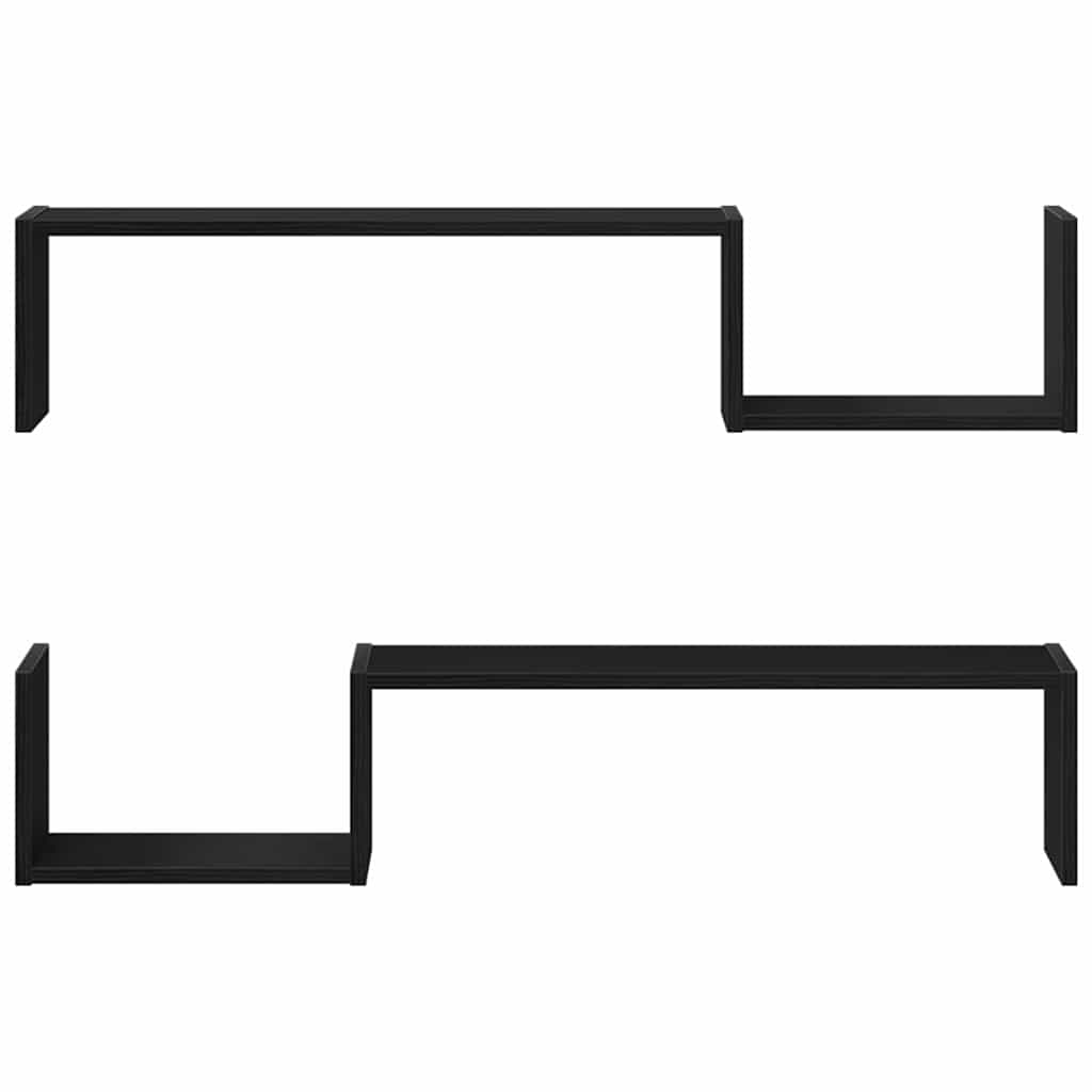 Scaffale da parete 2 pcs Rovere Nero 100 x 15 x 20 cm