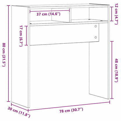 Tavolo consolle Rovere Nero 78 x 30 x 80 cm Legno multistrato