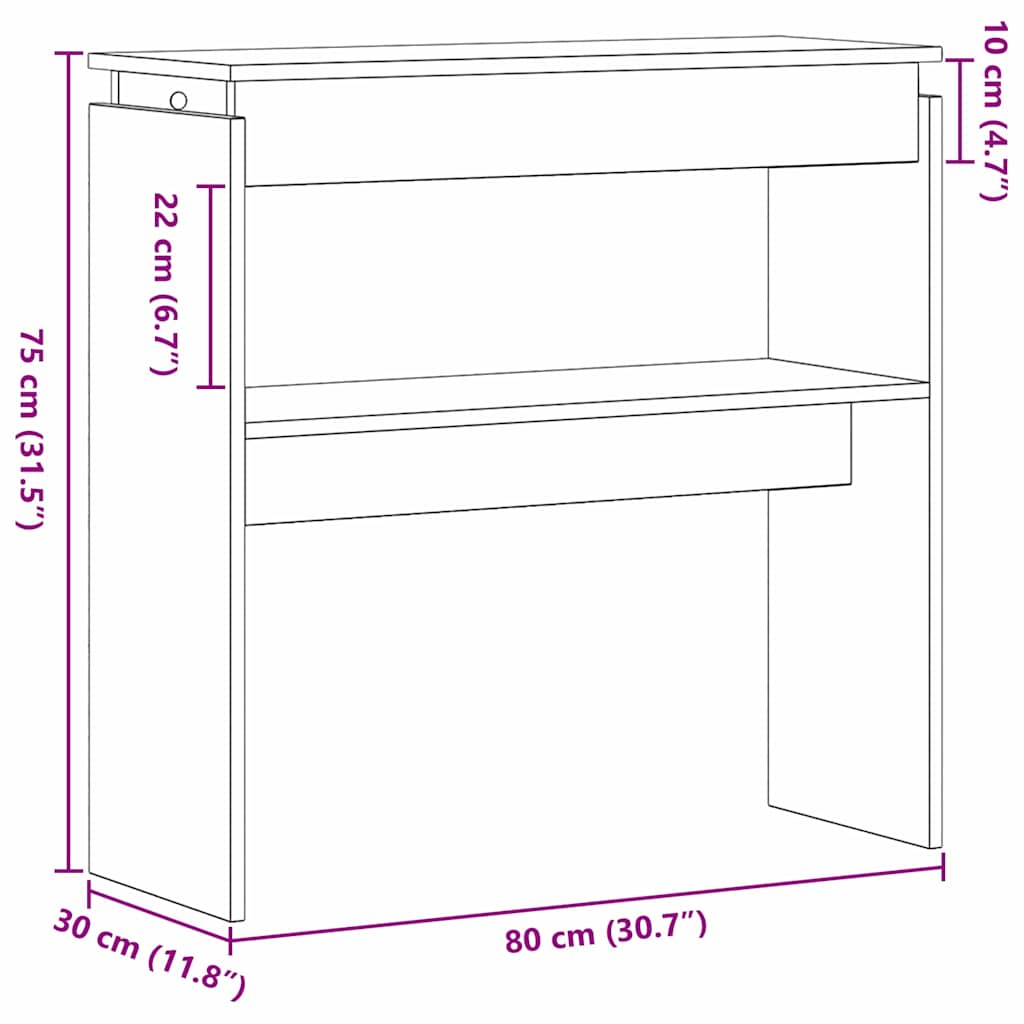 Tavolo consolle Rovere nero 80 x 30 x 80 cm Legno multistrato