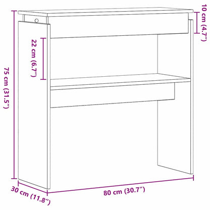 Tavolo consolle Rovere Nero 80 x 30 x 80 cm Legno multistrato
