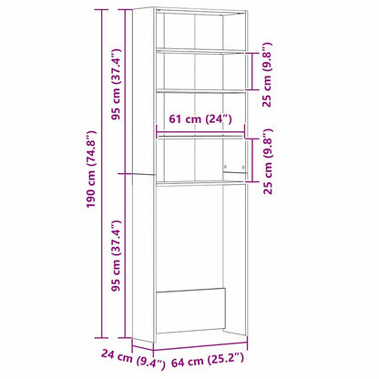 Armadio per Lavatrice Rovere Nero 64 x 24 x 190 cm