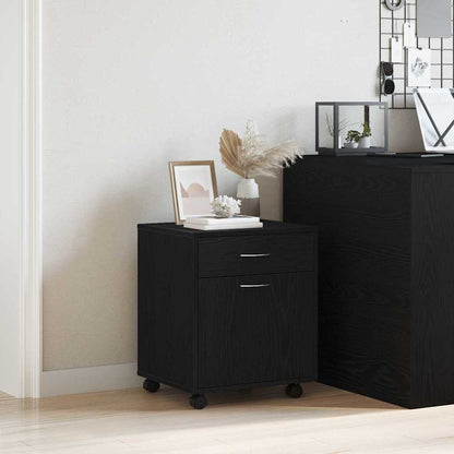 Mobile con Ruote Rovere Nero 45 x 38 x 54 cm Legno multistrato | homemem39