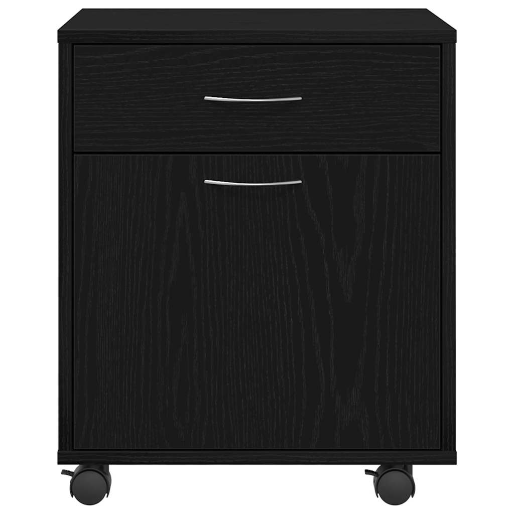 Mobile con Ruote Rovere Nero 45 x 38 x 54 cm Legno multistrato | homemem39