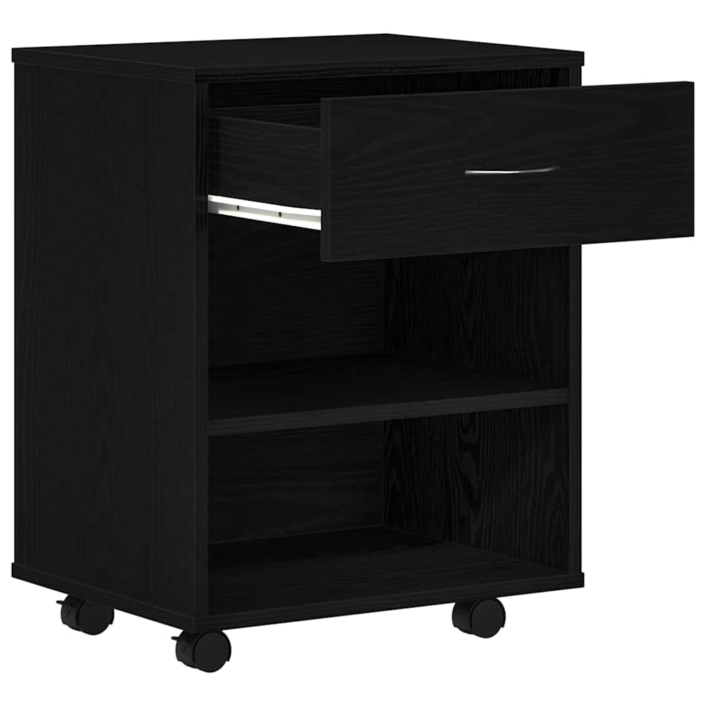 Armadio con ruota Rovere Nero 46 x 36 x 59 cm Legno multistrato | homemem39