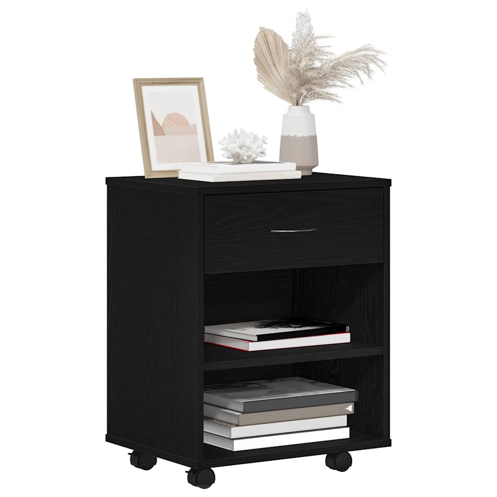 Armadio con ruota Rovere Nero 46 x 36 x 59 cm Legno multistrato | homemem39
