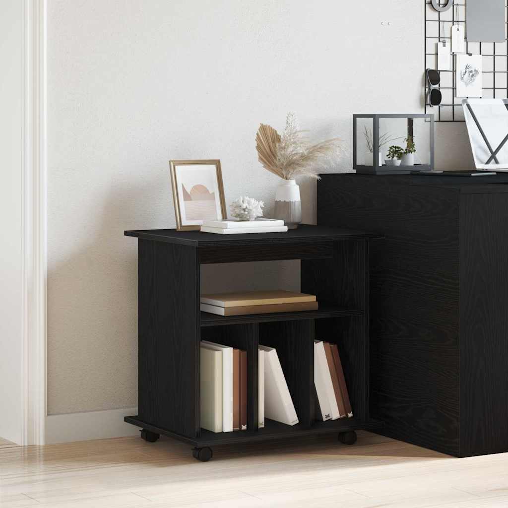 Mobile con Ruote Rovere Nero 60 x 45 x 55 cm Legno multistrato | homemem39