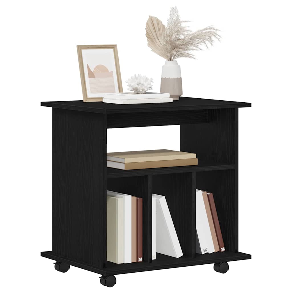 Mobile con Ruote Rovere Nero 60 x 45 x 55 cm Legno multistrato | homemem39