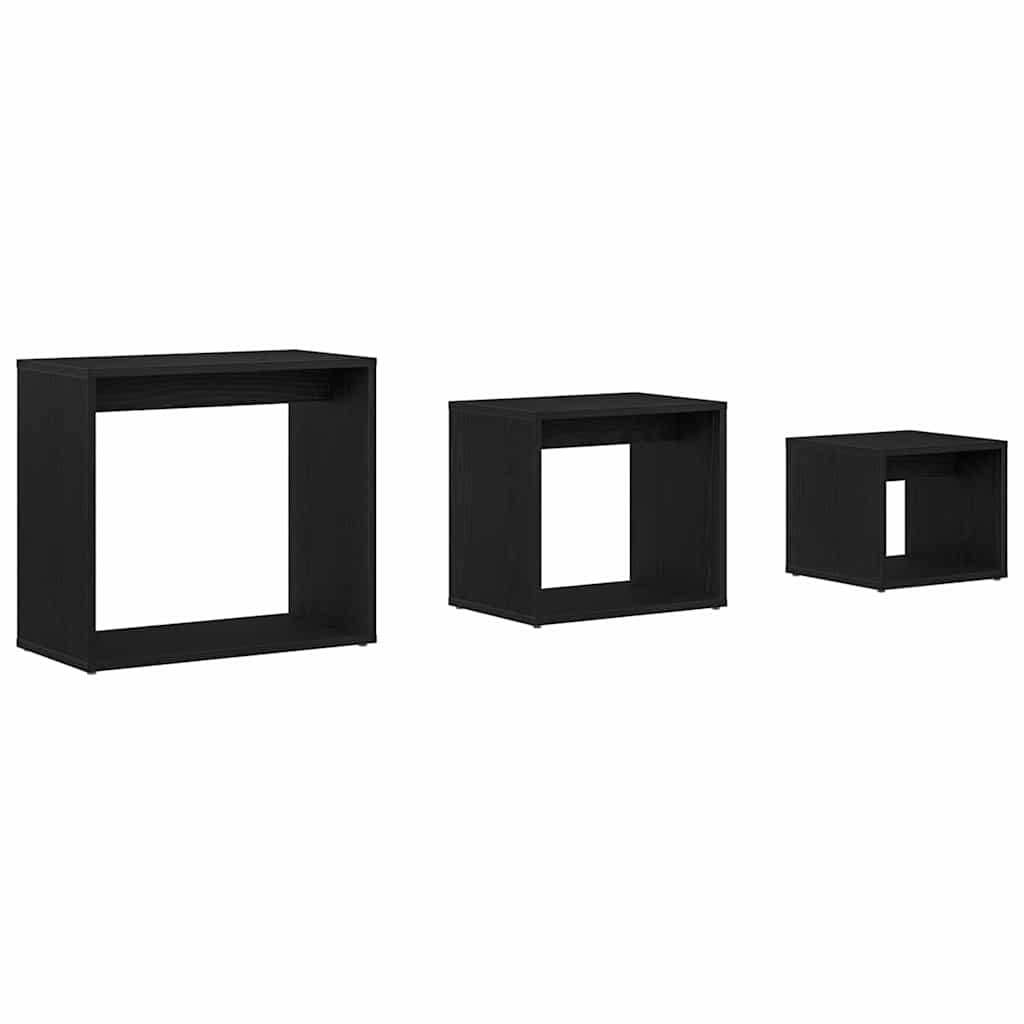 Tavolo Nesting 3 pcs Rovere Nero Legno multistrato