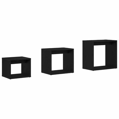 Tavolo Nesting 3 pcs Rovere Nero Legno multistrato