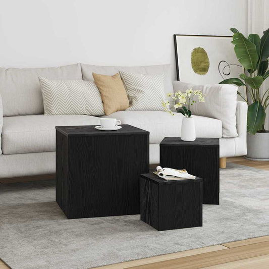 Tavolo Nesting 3 pcs Rovere nero 45 x 45 x 45 cm
