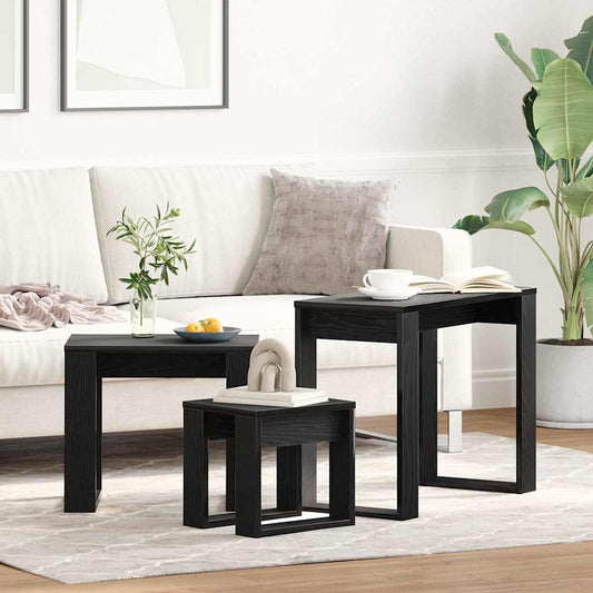 Tavolo Nesting 3 pcs Rovere nero 61 x 28 x 47 cm
