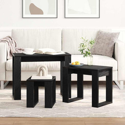 Tavolo Nesting 3 pcs Rovere nero 61 x 28 x 47 cm