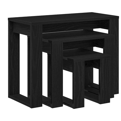 Tavolo Nesting 3 pcs Rovere nero 61 x 28 x 47 cm