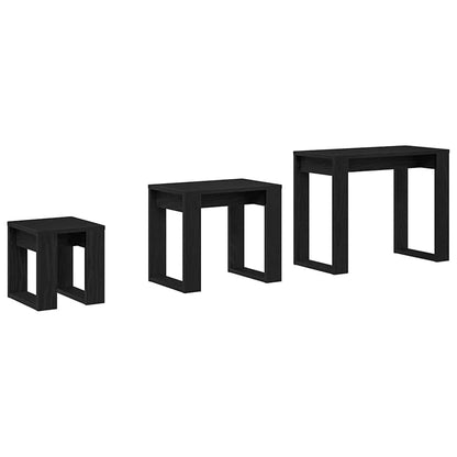Tavolo Nesting 3 pcs Rovere nero 61 x 28 x 47 cm