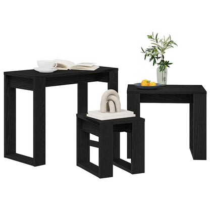 Tavolo Nesting 3 pcs Rovere nero 61 x 28 x 47 cm