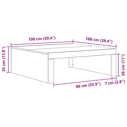 Tavolino da salotto Rovere nero 100 x 100 x 35 cm