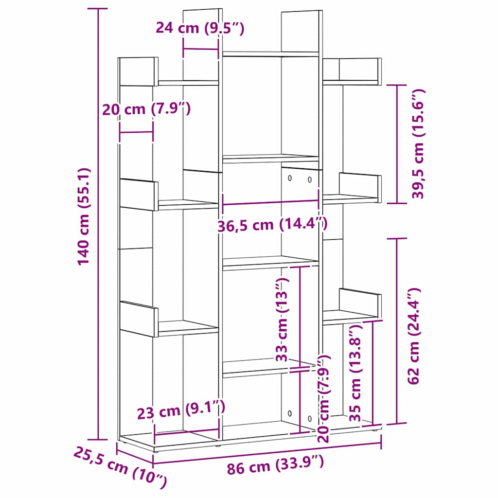 Libreria Rovere Nero 86 x 25,5 x 140 cm Legno multistrato