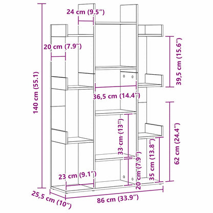 Libreria Rovere Nero 86 x 25,5 x 140 cm Legno multistrato