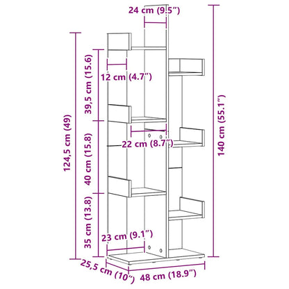Libreria Rovere Nero 48 x 25,5 x 140 cm Legno multistrato