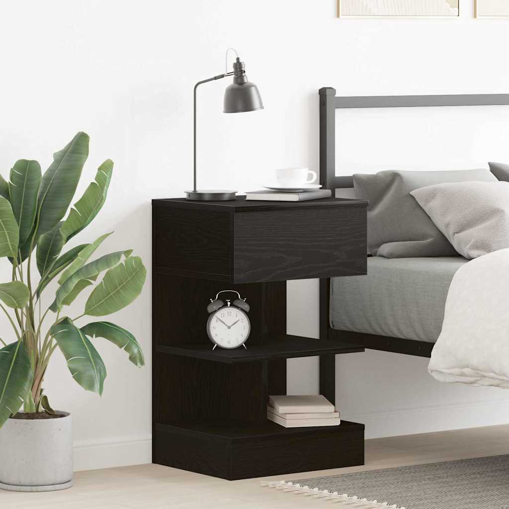 Armadio da Notte Rovere Nero 40 x 35 x 65 cm Legno multistrato | homemem39