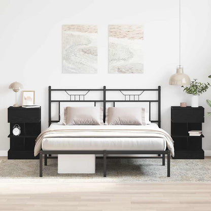 Armadio da Notte con cassetto 2 pcs Rovere Nero 40 x 35 x 65 cm