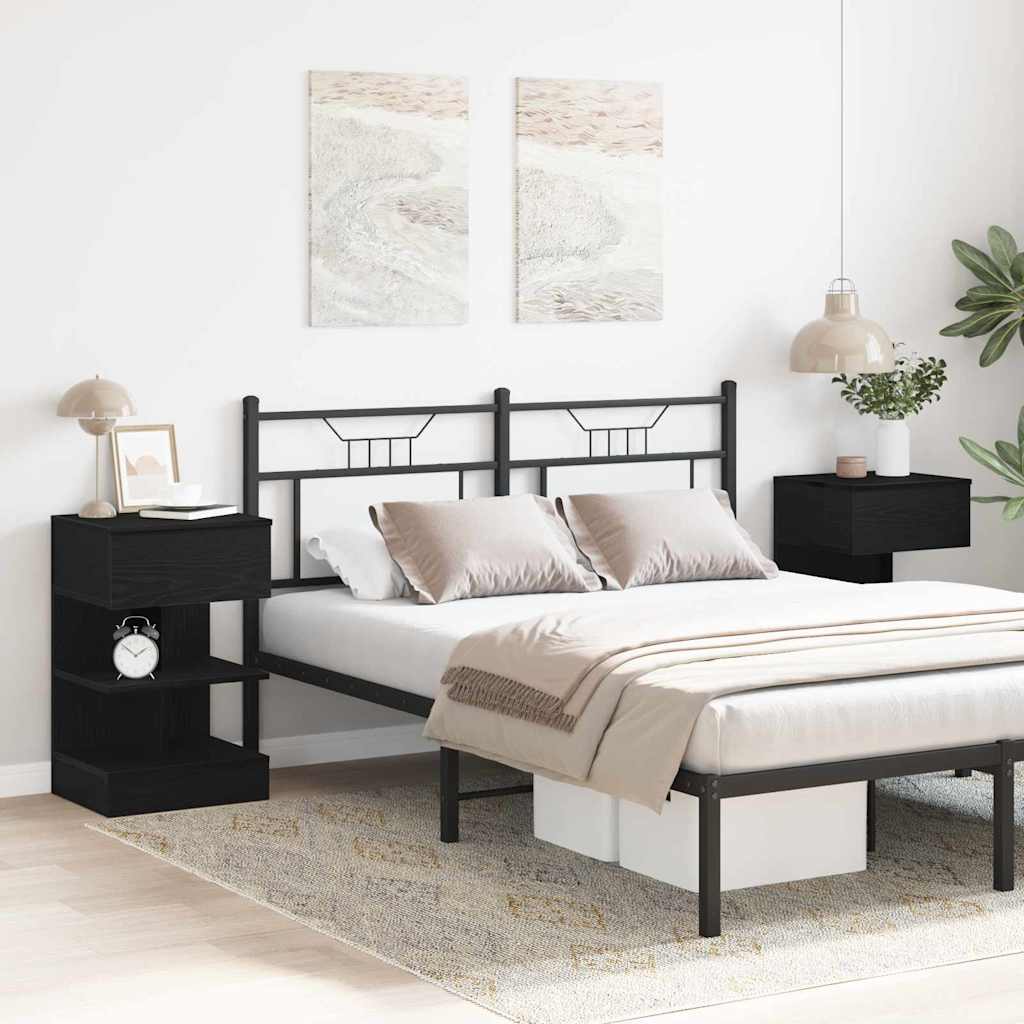 Armadio da Notte con cassetto 2 pcs Rovere Nero 40 x 35 x 65 cm