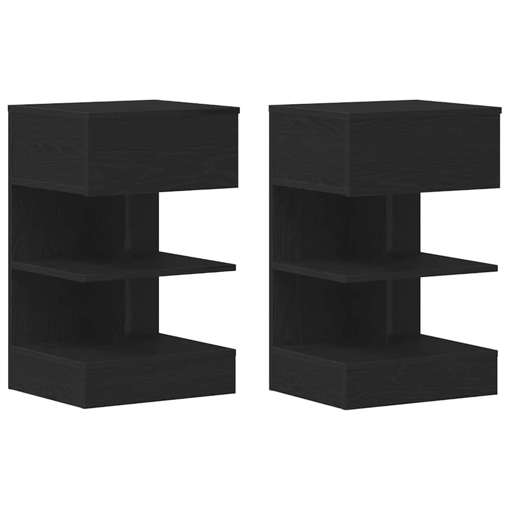 Armadio da Notte con cassetto 2 pcs Rovere Nero 40 x 35 x 65 cm