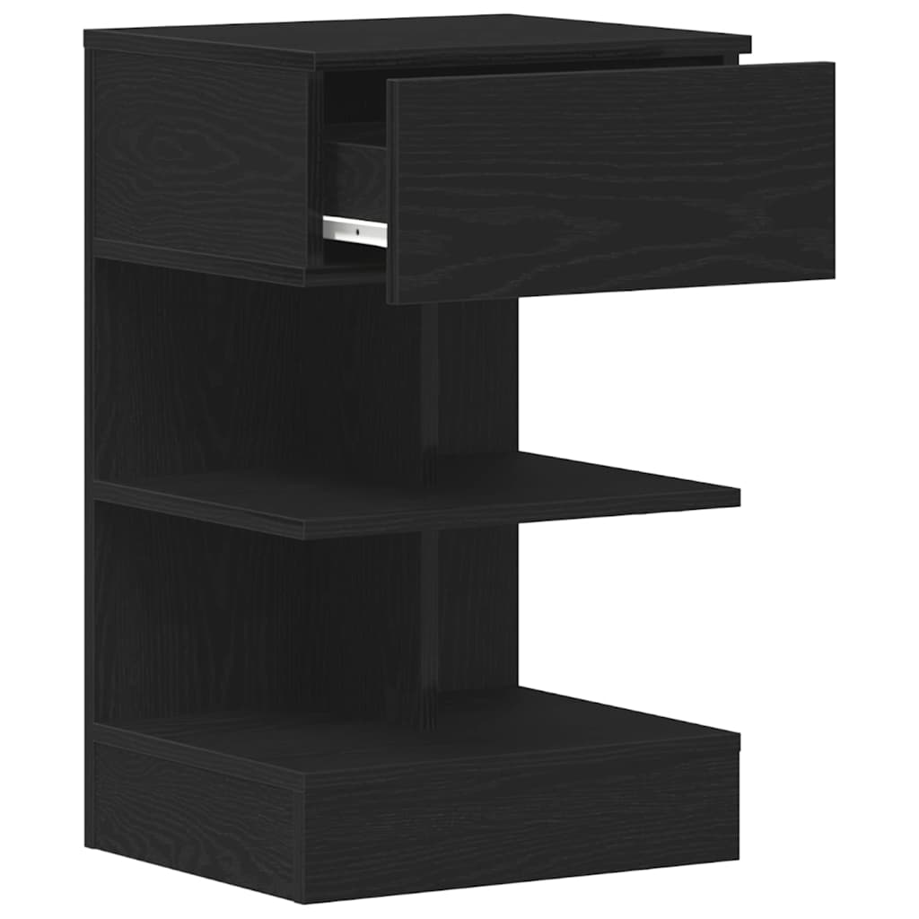 Armadio da Notte con cassetto 2 pcs Rovere Nero 40 x 35 x 65 cm | homemem39