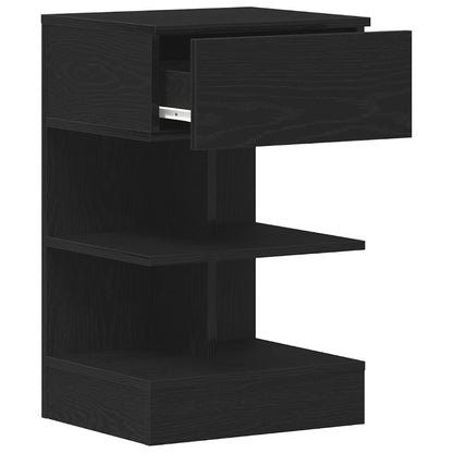 Armadio da Notte con cassetto 2 pcs Rovere Nero 40 x 35 x 65 cm | homemem39