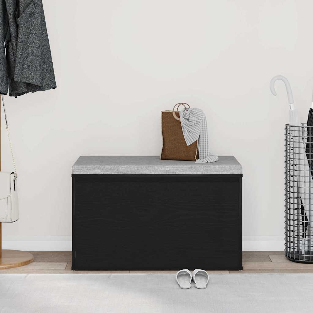 panchina con cassetto Nero 80 x 40 x 45 cm Legno multistrato