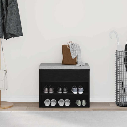 Panca per scarpe Rovere Nero 60 x 30 x 45 cm Legno multistrato