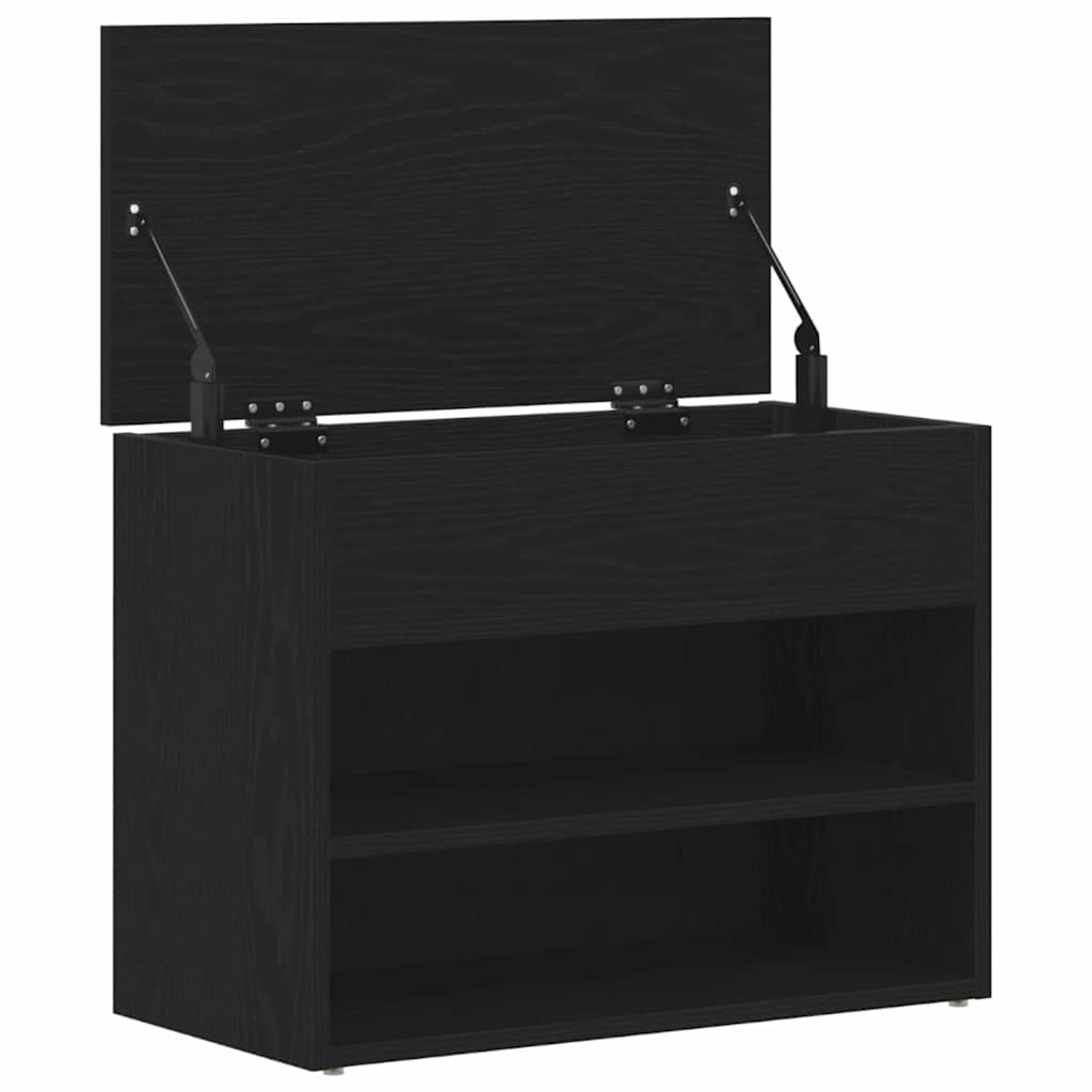 Panca per scarpe Rovere Nero 60 x 30 x 45 cm Legno multistrato