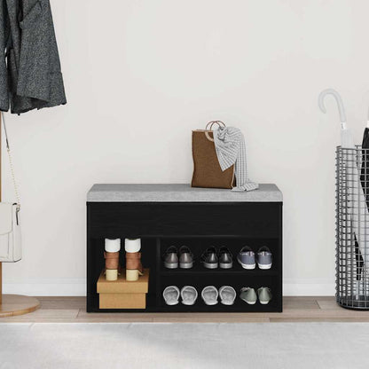 Panca per scarpe Rovere Nero 80 x 30 x 45 cm Legno multistrato