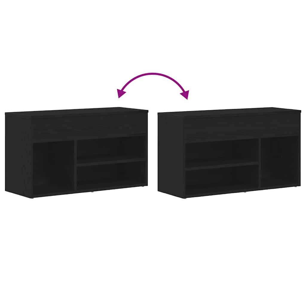 Panca per scarpe Rovere Nero 80 x 30 x 45 cm Legno multistrato