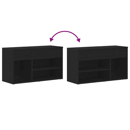 Panca per scarpe Rovere Nero 80 x 30 x 45 cm Legno multistrato