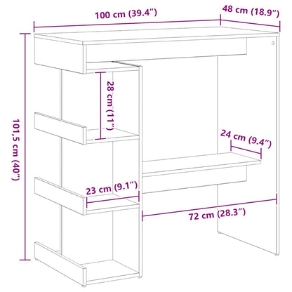 Tavolo da bar Rovere nero 100 x 48 x 101.5 cm Legno multistrato