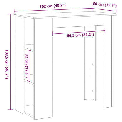 Tavolo da bar Rovere Nero 102 x 50 x 103,5 cm Legno multistrato